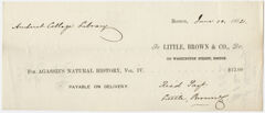 Thumbnail for Edward Hitchcock receipt of payment to Little, Brown and Company, 1862 June 10 - Image 1