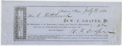 Thumbnail for Edward Hitchcock receipt of payment to Warren F. Draper, 1861 July 31 - Image 1