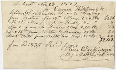 Thumbnail for Edward Hitchcock receipt of payment to Oliver Dickinson, 1838 January 3 - Image 1