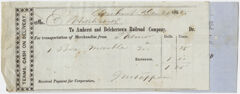 Thumbnail for Edward Hitchcock receipt of payment to the Amherst and Belchertown Railroad Corporation, 1858 December 20 - Image 1