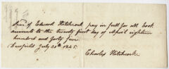 Thumbnail for Edward Hitchcock receipt of payment to Charles Hitchcock, 1845 July 30 - Image 1