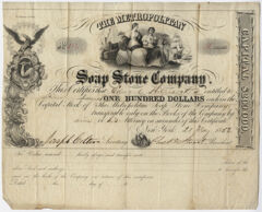Thumbnail for Edward Hitchcock stock certificate of The Metropolitan Soap Stone Company