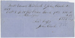 Thumbnail for Edward Hitchcock receipt of payment to John Clarke, 1858 October 8