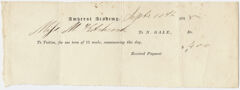 Thumbnail for Edward Hitchcock receipt of payment to Nahum Gale, 1838 September 10