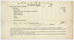 Thumbnail for Edward Hitchcock receipt of payment to Amherst College, 1847 February 11 - Image 1