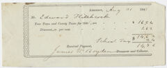 Thumbnail for Edward Hitchcock receipt of payment to the town of Amherst, 1848 - Image 1