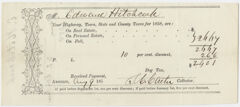 Thumbnail for Edward Hitchcock receipt of payment to the town of Amherst, 1858 - Image 1