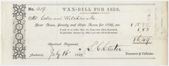 Thumbnail for Edward Hitchcock receipt of payment to the town of Amherst, 1859 - Image 1