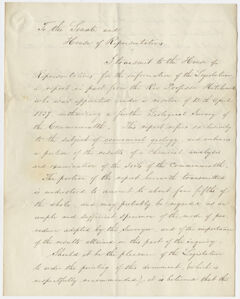 Thumbnail for Governor Edward Everett special message to the Massachusetts Senate and House of Representatives, 1838 March 15 - Image 1