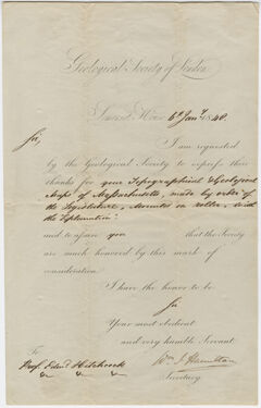 Thumbnail for Geological Society of London letter to Edward Hitchcock, 1840 January 6 - Image 1