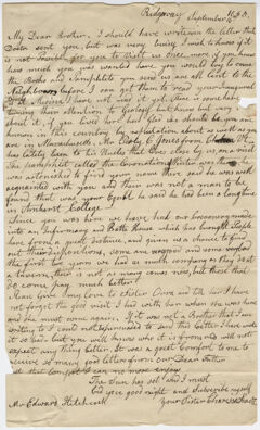 Thumbnail for Charissa Swett letter to Edward Hitchcock, 1845 September 16 - Image 1
