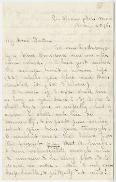 Thumbnail for Edward Hitchcock, Jr. letter to Edward Hitchcock, 1861 May 25 - Image 1