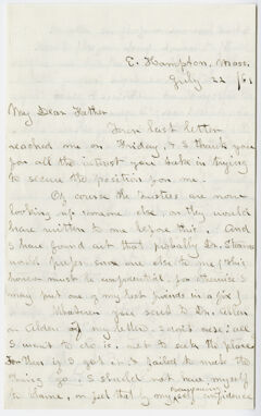 Thumbnail for Edward Hitchcock, Jr. letter to Edward Hitchcock, 1861 July 22 - Image 1