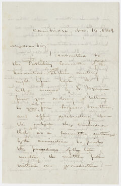 Thumbnail for Eben Horsford letter to Edward Hitchcock, 1849 November 16 - Image 1