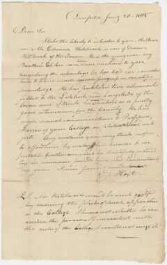 Thumbnail for Epaphras Hoyt letter of recommendation for Edward Hitchcock, 1815 January 20 - Image 1