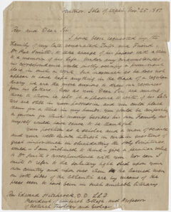 Thumbnail for John Medway letter to Edward Hitchcock, 1851 November 25 - Image 1