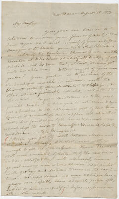 Thumbnail for Benjamin Silliman letter to Edward Hitchcock, 1820 August 18 - Image 1