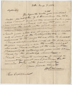 Thumbnail for Benjamin Silliman letter to Edward Hitchcock, 1822 January 7 - Image 1