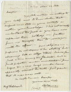 Thumbnail for Benjamin Silliman letter to Edward Hitchcock, 1831 March 20 - Image 1