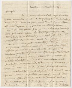 Thumbnail for Benjamin Silliman letter to Edward Hitchcock, 1832 March 8 - Image 1