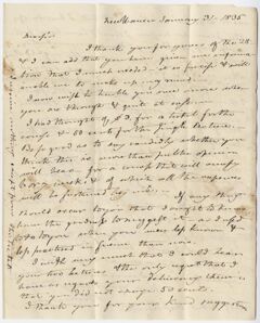 Thumbnail for Benjamin Silliman letter to Edward Hitchcock, 1835 January 31 - Image 1