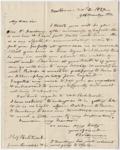 Thumbnail for Benjamin Silliman letter to Edward Hitchcock, 1837 November 2 - Image 1