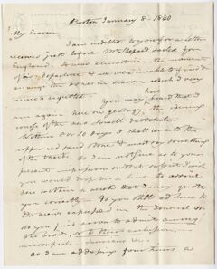 Thumbnail for Benjamin Silliman letter to Edward Hitchcock, 1840 January 8 - Image 1