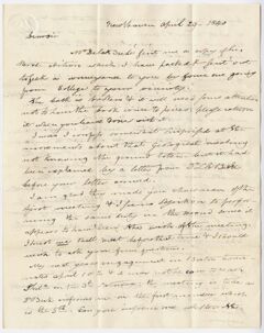 Thumbnail for Benjamin Silliman letter to Edward Hitchcock, 1840 April 29 - Image 1
