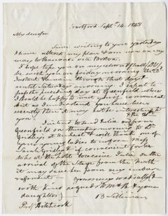 Thumbnail for Benjamin Silliman letter to Edward Hitchcock, 1843 September 14 - Image 1