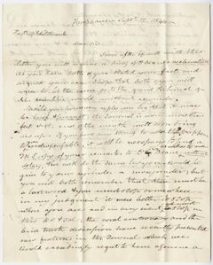 Thumbnail for Benjamin Silliman letter to Edward Hitchcock, 1844 September 12 - Image 1