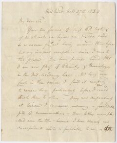 Thumbnail for John Torrey letter to Edward Hitchcock, 1824 October 27 - Image 1