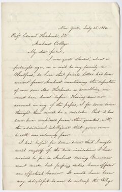 Thumbnail for Henry J. Van-Lennep letter to Edward Hitchcock, 1863 July 25 - Image 1