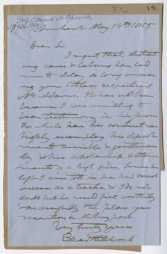 Thumbnail for Edward Hitchcock letter to unidentified recipient, 1855 May 14