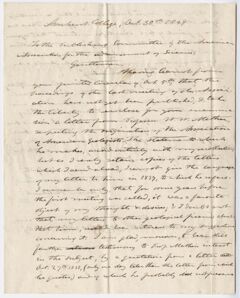 Thumbnail for Edward Hitchcock letter to the Publishing Committee of the American Association for the Advancement of Science, 1849 October 30…