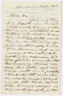 Thumbnail for Edward Hitchcock letter to Edward Hitchcock, Jr., 1852 September 14 - Image 1