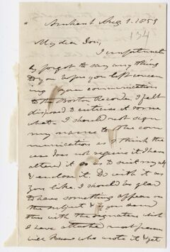 Thumbnail for Edward Hitchcock letter to Edward Hitchcock, Jr., 1859 August 1 - Image 1