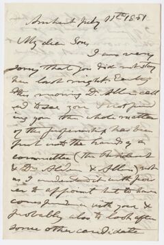 Thumbnail for Edward Hitchcock letter to Edward Hitchcock, Jr., 1861 July 11 - Image 1