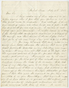Thumbnail for Edward Hitchcock letter to Richard Owen, 1861 July 4 - Image 1