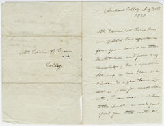 Thumbnail for Edward Hitchcock letter of recommendation for Edwin W. Pierce, 1838 August 20 - Image 1