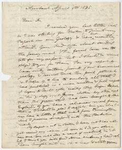 Thumbnail for Edward Hitchcock letter to Benjamin Silliman, 1838 April 9 - Image 1