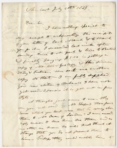 Thumbnail for Edward Hitchcock letter to Benjamin Silliman, 1839 July 20 - Image 1