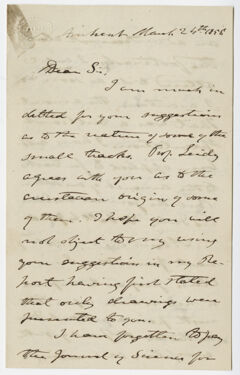 Thumbnail for Edward Hitchcock letter to Benjamin Silliman, 1856 March 24 - Image 1