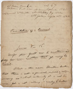 Thumbnail for Edward Hitchcock sermon no. 67, "Preventatives of a Revival," 1821 September - Image 1