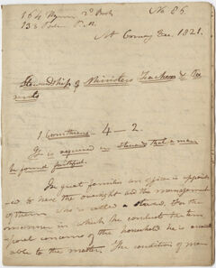 Thumbnail for Edward Hitchcock sermon no. 86, "Stewardship of Ministers Teachers & Parents," 1821 December - Image 1
