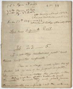 Thumbnail for Edward Hitchcock sermon no. 99, "Sin an Infinite Evil," 1822 March - Image 1