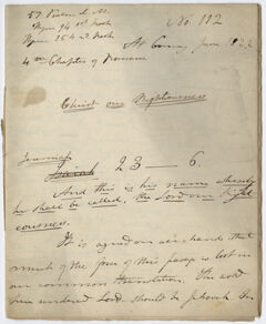 Thumbnail for Edward Hitchcock sermon no. 112, "Christ our Righteousness," 1822 June - Image 1