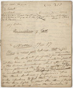 Thumbnail for Edward Hitchcock sermon no. 218, "Benevolence of God," 1824 January - Image 1