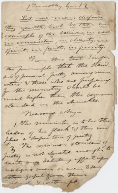 Thumbnail for Edward Hitchcock sermon notes, 1833 June 1 - Image 1