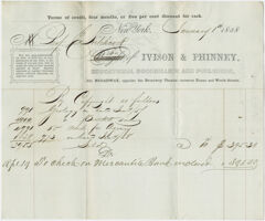 Thumbnail for Ivison & Phinney royalty statement for Edward Hitchcock, 1858 January 1 - Image 1