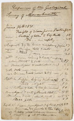 Thumbnail for Edward Hitchcock geological survey account book, 1831 June 14 to 1832 May 8 - Image 1